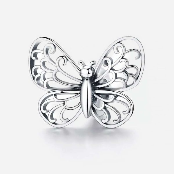 Ezüst óriás pillangó charm