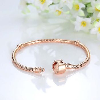 Ezüstözött Rose Gold színű kígyólánc divat karkötő